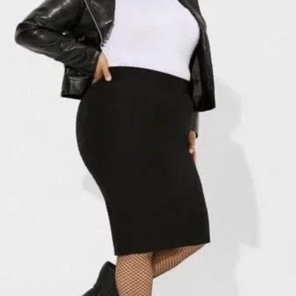 Torrid Studio Knit Midi Slip Skirt Black Womens 10‎